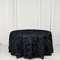 Efavormart 120" Wholesale Round Table Cover Black Grandiose Rosette 3D Satin Tablecloth for Wedding Party Event Decoration