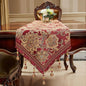 Luxury Vintage Table Runner 48 inches Long Embroidery Jacquard Fabric with Multi-Tassels Table Runners for Dining Room Dresser Wedding Christmas Thanksgiving Party Decorations (Red, 12X48inch)