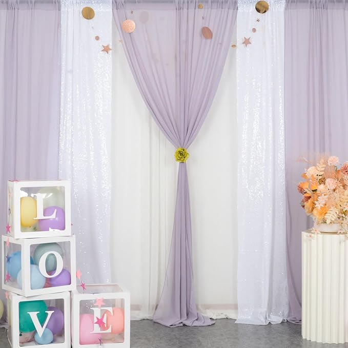DUOBAO Sheer Curtains 2 Panels Light Gray 29x96 Inches - Voile Chiffon Drapes with Rod Pocket for Living Room Bedroom, Airy Window Curtains (W58 x L96, Grey)