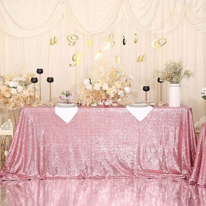 SquarePie Sequin Tablecloth 60 x 102 Inch Fuchsia Pink Sparkly Table Linen for Wedding Party