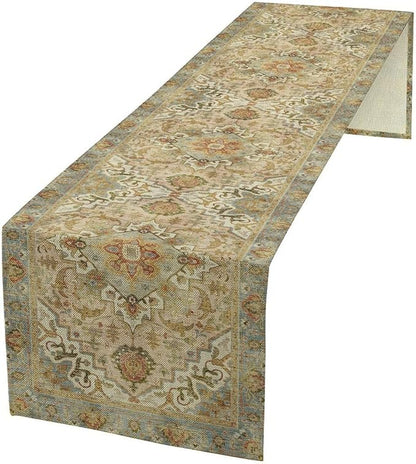 Vintage Boho Floral Table Runner, Rustic Old Farmhouse Yellow Retro Flower Pattern for Home Kitchen Table Decor Dining Coffee Room Party Decor 13x90in