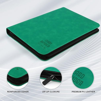 Toploader Binder with 9-Pocket Pages, Holds 288 "3×4" Rigid Toploader Hard Cases, Card Holder for Collectible Cards or Sports Cards, Durable Sleeves for Storage & Display (Emerald)