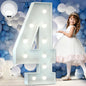 Marquee Numbers 4 Feet Tall Big Light Up Numbers 4 Year Old 14th 40th Birthday Decorations Girl Boy Women Men White Anniversary Party Decor Large Cardboard Prop Backdrop Sign 4