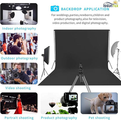 ISSUNTEX 5X7 ft Background Muslin Backdrop, Photo Studio, Collapsible High Density Screen for Video Photography and Television-Black
