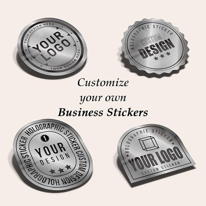 Custom Logo Stickers for Business, Personalised Logo Labels, Waterproof, Perfect for Branding & Packaging (Brushed Silver)