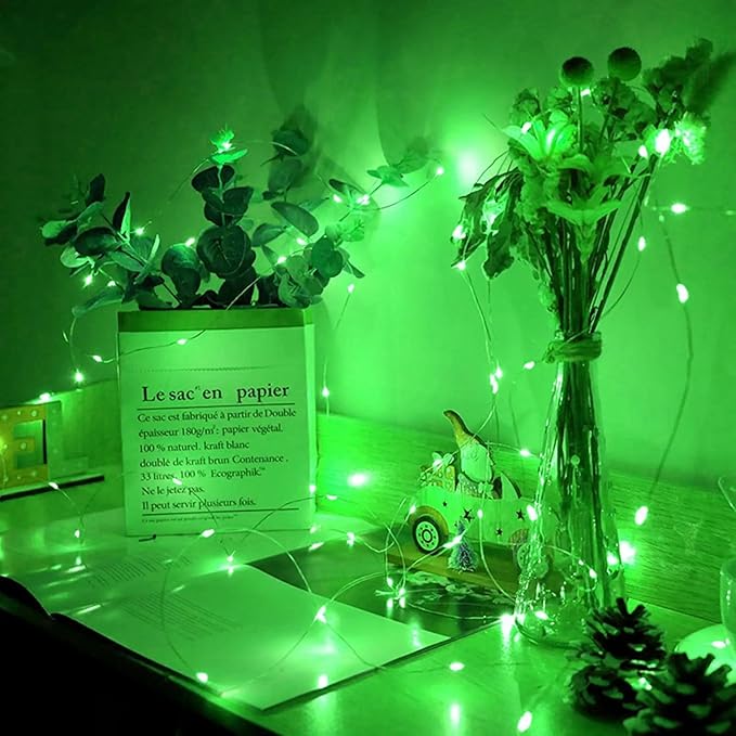 24 Pack Green Fairy Lights 7Ft 20 LED Twinkle String Lights 3 Modes Battery Operated Waterproof Firefly Starry for Mason Jar Party Wedding Christmas Valentines Day Table Centerpieces