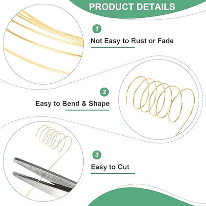 0.3 mm/28 Gauge Copper Wire for Jewelry Making, 49.2FT Copper Beading Craft Wire for Jewelry/Weaving/DIY Crafting/Planting, Color-Retaining [15M, KC-Gold]