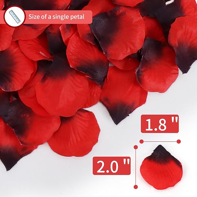 1000 Pcs Artificial Fake Rose Petals,Flower Petals for Romantic Night, Engagement, Party, Wedding, Event Flower Decorations, in Bulk(Dark Reddish with Black)