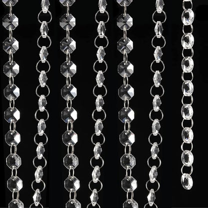JOIKIT 52 Feet K9 Crystal Garland Strands, 14mm Crystal Chandelier String Beads Chain Clear Octagon Prism Diamond String for Decorations, Lamp, Wedding, Lobby