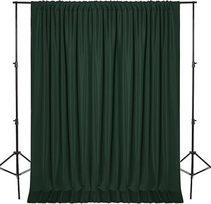 DWCN 10x10 FT Backdrop Curtains for Parties, Photography Backdrop Drapes with Rod Pockets for Wedding Decorations Stage Birthday Family Gatherings, 2 Panels 5ft x 10ft, Hunter Green
