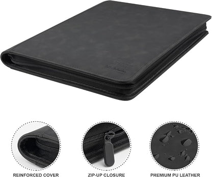 Toploader Binder with 9-Pocket Pages, Holds 288 "3×4" Rigid Toploader Hard Cases, Card Holder for Collectible Cards or Sports Cards, Durable Sleeves for Storage & Display (Black)