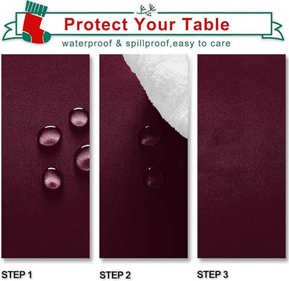 Hiasan Small Tablecloth for Square Tables - Waterproof and Spillproof Washable Christmas Fabric Table Cloth for Dining Room Kitchen Party (Burgundy, 40 x 40 Inch)
