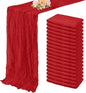 20 Pack Red 10FT Cheesecloth Table Runner Rustic Gauze Fabric Cheese Cloth Table Runner for Wedding Bridal Baby Shower Table Decor Boho Sheer Birthday Party Table Decorations 20 x 120 Inch Long