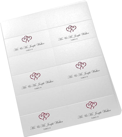 Linked Hearts Printable Place Cards, Burgundy (Choose Color), Set of 150 (25 Sheets), Laser & Inkjet Printers - Wedding, Party, Dinner, and Special Events - Made in the USA