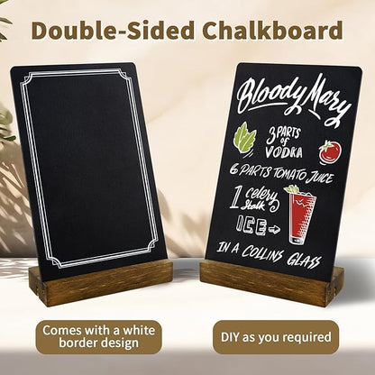 Small Chalkboard Sign with Stand, 8x5'' Table Top Double-Sided Mini Board With Wooden Base for Food Messages, Restaurant, Bar, Party, Store Decoration (1 Pack)