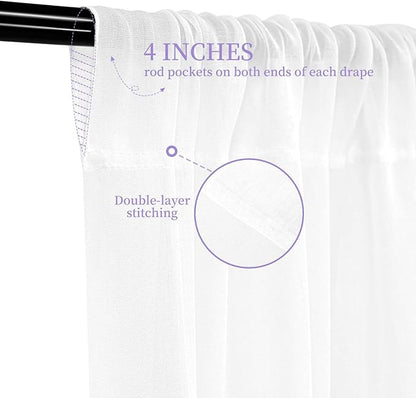 6 Panel White Wedding Drapes, 5ftx10ft Cheesecloth Sheer Fabric Curtains for Wedding Arch, Romantic Ceiling Decorations