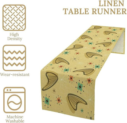 Mid Century Table Runner, Modern Atomic Pattern Absctract Geometric Retro 1950S 1960S Dinner Runner for Home Kitchen Dining Table Decoration, 13x90 Inch