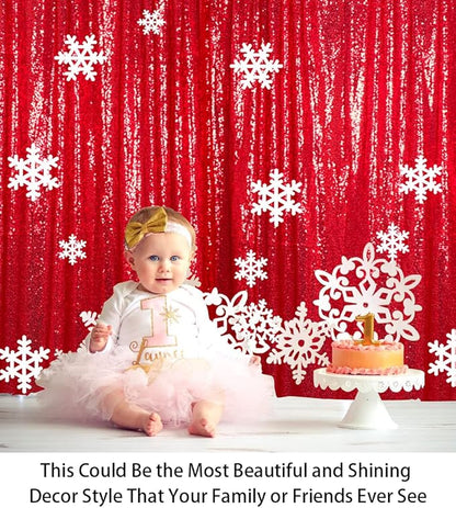 ShinyBeauty Sequin Backdrop Red 10X10FT for Photography, Wedding, Baby Birthday, Photo Booth - Glitter Shimmer Party Backdrop