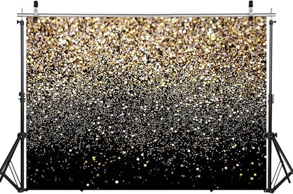 WOLADA Black and Gold Backdrop Golden Glitter Backdrop for Photography Wedding Birthday Baby Shower Party Photo Studio 8x6FT 11176