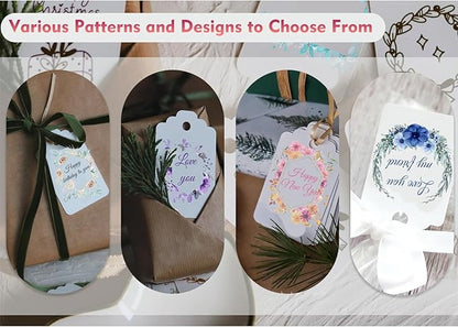 Custom Gift Tags, Personalized Hang Tags with Your Business Logo Small Card Party Decoration Paper Gift Tags for Birthday Wedding Christmas