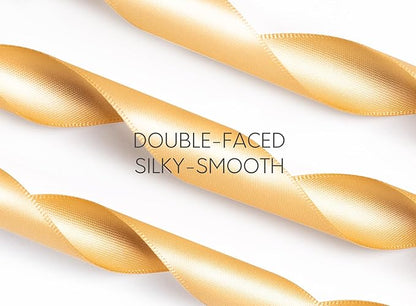 Champagne Satin Ribbon 7/8 Inch 50 Yards Double-Faced Polyester Ribbons for Hair Bows Gift Wrapping Crafts Floral Bouquet Wedding Invitations