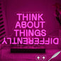 Think About Things Differently Neon Sign, Dimmable Office Neon Light, Pink Letter LED Light Up Sign for Classroom, Bedroom, Office, Study Room, Library Decoration