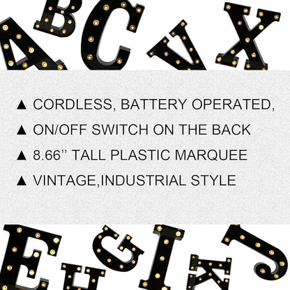 OYCBUZO Light Up Black Alphabet Marquee Letters Sign LED Marquee Number Lights Sign for Night Light Home Bar Christmas Lamp Birthday Party Wedding Decoration K