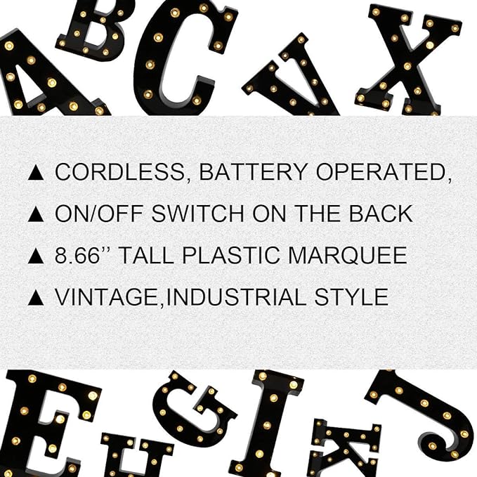 OYCBUZO Light Up Black Alphabet Marquee Letters Sign LED Marquee Number Lights Sign for Night Light Home Bar Christmas Lamp Birthday Party Wedding Decoration F