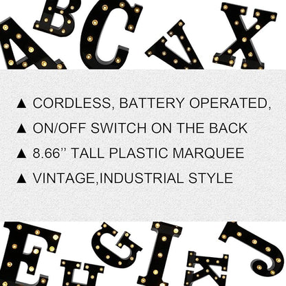 OYCBUZO Light Up Black Alphabet Marquee Letters Sign LED Marquee Number Lights Sign for Night Light Home Bar Christmas Lamp Birthday Party Wedding Decoration F
