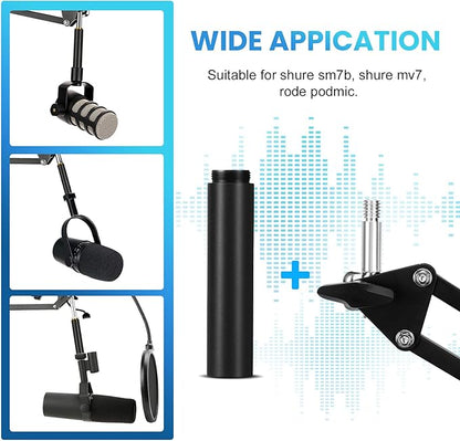 YOUSHARES Mic Stand Extension, 5/8" Female to 5/8" Male Microphone Extension Tube for Desk Stands(3.15 in)