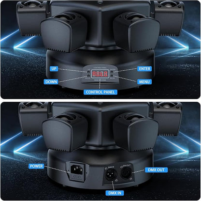 2-Pack 120W Moving Head 6 Arms Stage Lights with Mixed Lighting Effects,DJ Stage Lighting for Party Disco Club Wedding Bar