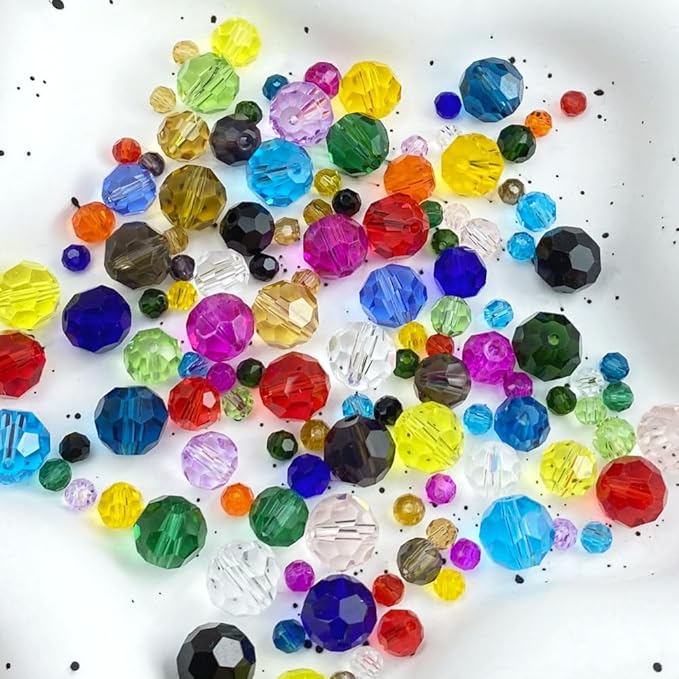 50 PCS 10mm Crystal Glass Beads Round Multiple Faceted Loose Spacer Glass Beads for DIY Handcrafte Bracelet Necklace Earring Jewelry Making(Light Green)