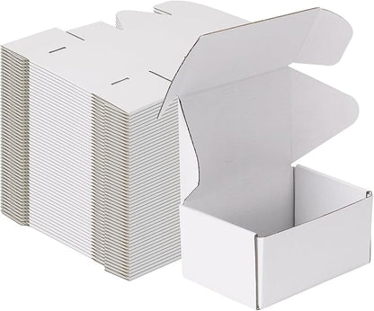 MEBRUDY 6x4x3 Inches Shipping Boxes Pack of 50, Small Corrugated Cardboard Box for Mailing Mailer Packing, White