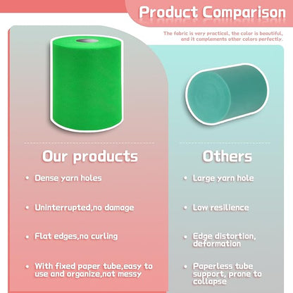 6" x 200 Yards Emerald Green Tulle Fabric Rolls, Green Spool Tulle Ribbon for DIY Tutu Skirt Gift Wrapping Bow Wedding Decoration Baby Shower Birthday Party Backdrop Craft Supplies