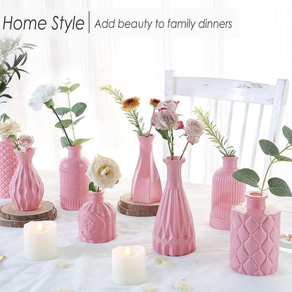 Baby Pink Glass Bud Vases Set of 12, Mini Flower Vase for Centerpieces, Small Vases in Bulk for Wedding Decoration, Vintage Vase for Baby Shower Centerpieces, Home Décor