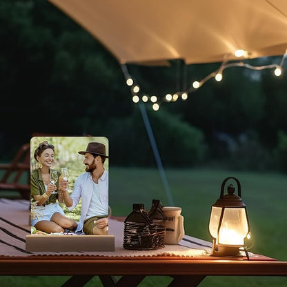 5" x 7"- 6pcs Acrylic 4pcs Frame Sublimation LED Acrylic Photo Frames Night Lights Blanks Heart Shape,with Warm Color Light with Wood Stand for Heat Press Machine Printing