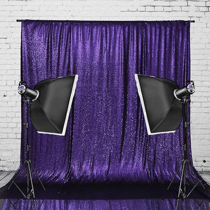 Eternal Beauty Purple Sequin Backdrop, 8x10 Ft Halloween Glitter Background Curtains for Shimmer Photography Party Wedding Birthday Back Drop Decor