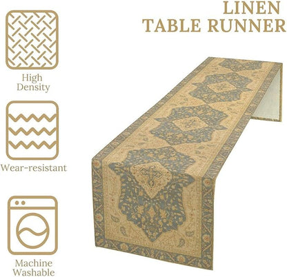 Boho Table Runner,Vintage Geometric Traditional Textured Rustic Farmhouse Bohemia for Home Farmhouse Kitchen Table Dining Coffee Room Garden Party Wedding Decor 13x108in