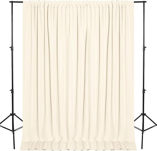 DWCN 10x7 FT Champagne Backdrop Curtains for Parties, Photography Backdrop Drapes with Rod Pockets for Wedding Decorations Stage Birthday Family Gatherings, 2 Panels 5ft x 7ft