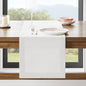 ZeeMart Linen Textured Border Table Runner, 14 x 48 Inch White, Farmhouse Style White Table Runners 48 Inches Long, Easy Care Everyday Polyester Table Runner