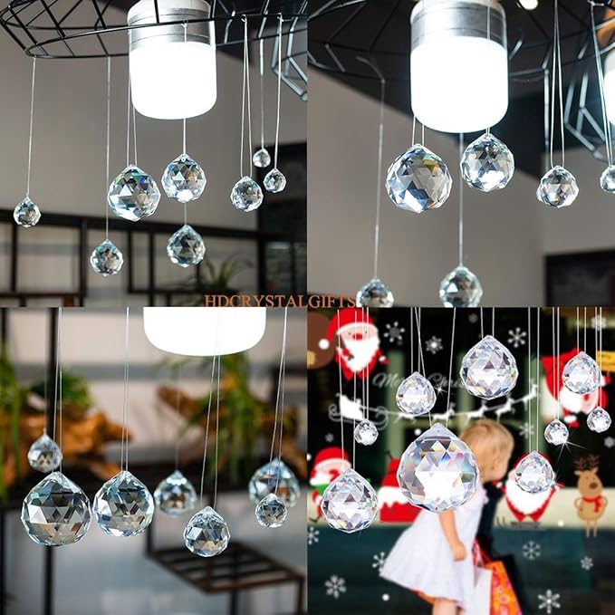 HDCRYSTALGIFTS Suncatchers Clear Glass Crystal Ball Prism Feng Shui Lamp Hanging Drop Chandelier Part (50mm)