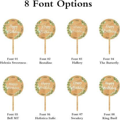 Custom Cupcake Toppers Cake Decorations in Wood for Wedding Engagement Baby Shower Birthday Party etc. (Design B / 36 PCS)