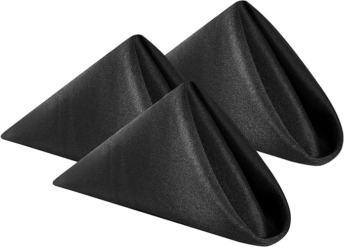 Cloth Napkins 20x20 inch Washable Polyester Dinner Napkins Soft Table Napkins for Wedding Party Dining Banquet(Black,50PCS)