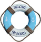 MorroMorn Lifebuoy Wall Hanging Decor - Welcome Aboard Mediterranean Style Home Decoration Hemp Rope (Blue, 20")