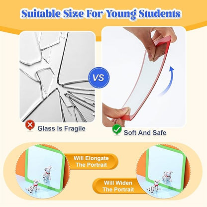 Dandat 30 Pcs Small Mirrors for Kids 6 x 6 Inch Square Shatter Proof Reflector Toddler Glass Plastic Reflector for Classroom DIY Craft Preschool Facial Expression (Fulgent Colors)