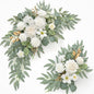 Faux Flower Swag Set of 2 for Wedding Welcome Signs Floral Swag Wedding Reception Ceremony Signs Decor (A-White)