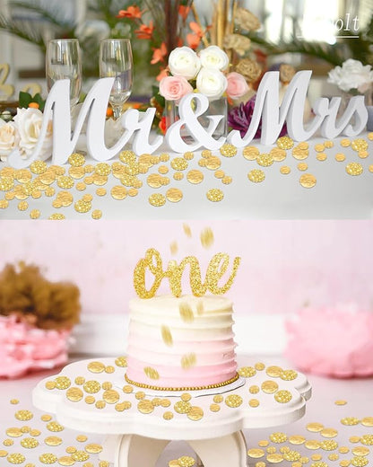 Golden Confetti Glitter Scatter Table Decoration Surprise Paper Craft Birthday Party Anniversary Supplies Bridal Baby Shower Party Wedding Gift Circle Dots Decor 100 Pcs