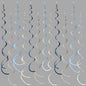 36 Pcs Dusty Blue Gray Hanging Swirl Decorations Navy Blue Grey Felt Swirl Streamer Spiral Ceiling Garland for Baby Shower Wedding Birthday Engagement Ahoy Achor Nautical Graduation Party Supplies