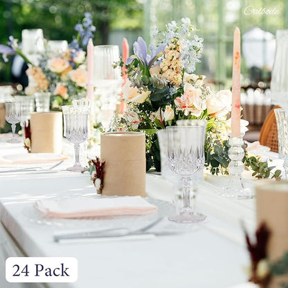 24 Pcs Plastic Wine Glasses 7oz – Unbreakable Clear Plastic Goblets for Parties Reusable & Dishwasher Safe Ideal for Weddings, Bars, and Every Celebration