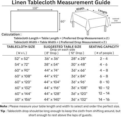 Solino Home Red Linen Tablecloth 60 x 132 Inch - 100% Pure Linen Hemstitch Table Cloth for Rectangle Tables - Classic Hemstitch, Machine Washable Tablecloth for Christmas